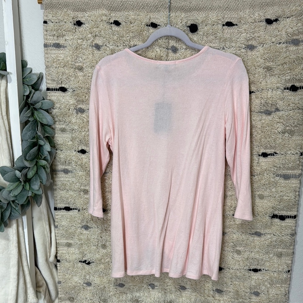 NWT Gibson Pink Smoke Cozy Twist Front Pullover 3/4 sleeve Sweater Size S - Picture 7 of 9
